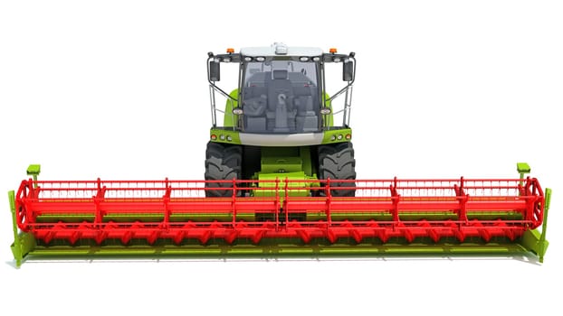 Combine Harvester farm equipment 3D rendering model on white background