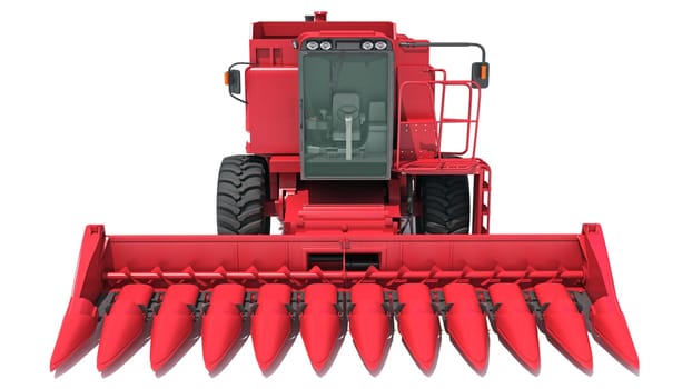 Farm Combine Harvester 3D rendering model on white background