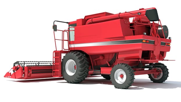 Farm Combine Harvester 3D rendering model on white background