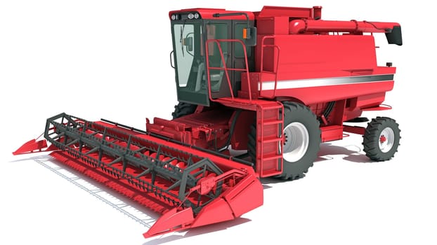 Farm Combine Harvester 3D rendering model on white background
