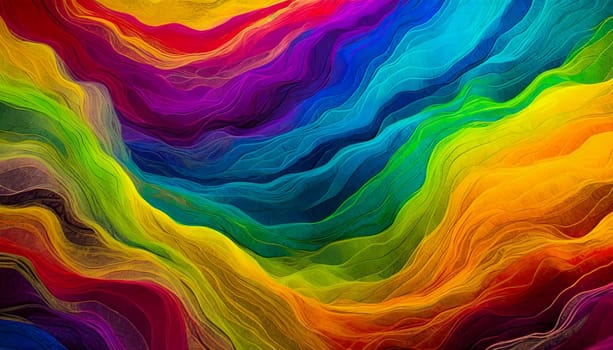 abstract background with multicolored wavy lines, design element. AI generated