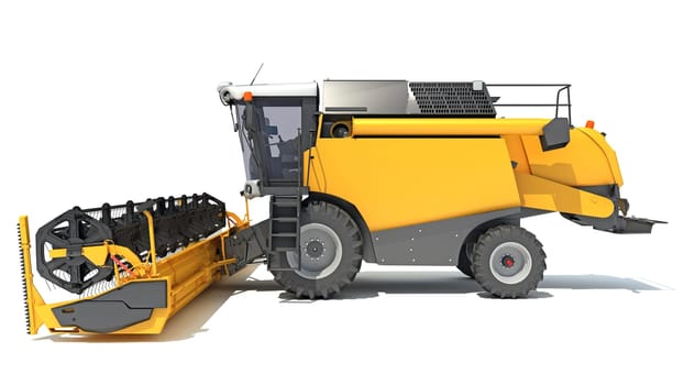Combine Harvester 3D rendering model on white background