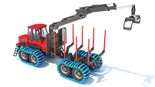 Forestry Forwarder 3D rendering model on white background