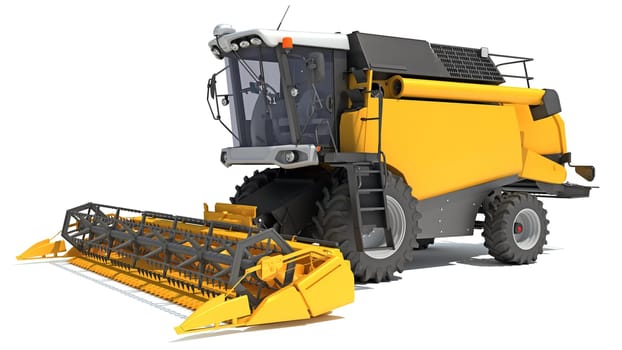 Combine Harvester 3D rendering model on white background