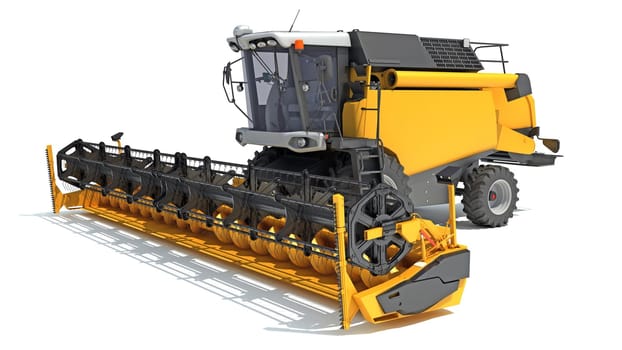 Combine Harvester 3D rendering model on white background