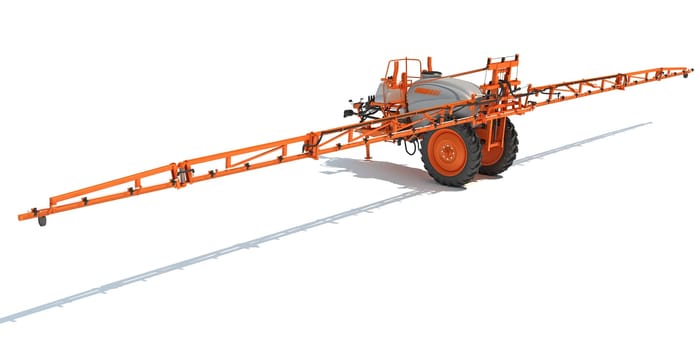 Farm Sprayer 3D rendering model on white background
