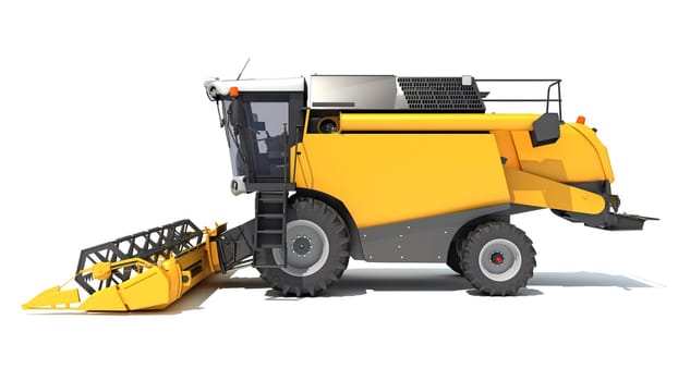 Combine Harvester 3D rendering model on white background