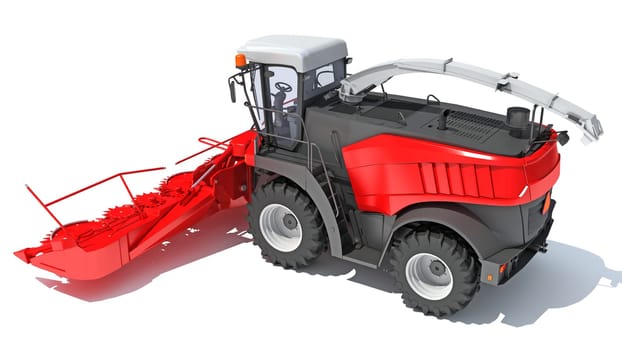 Combine Harvester 3D rendering model on white background
