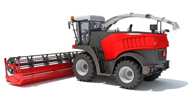 Combine Harvester 3D rendering model on white background