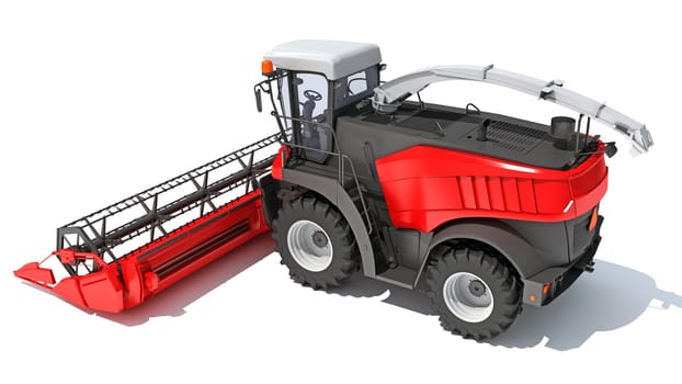 Combine Harvester 3D rendering model on white background