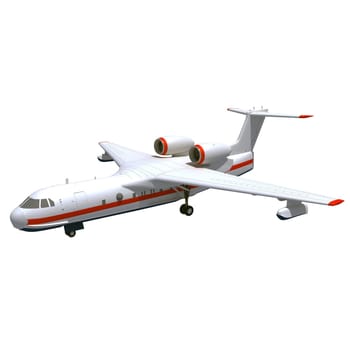 Aircraft 3D rendering model airplane on white background