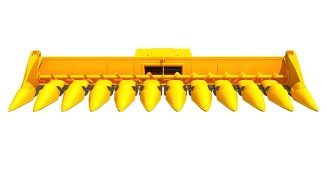 Farm Combine Harvester Threshing Header 3D rendering model on white background