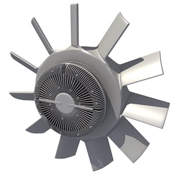 Engine Cooling Fan 3D rendering model on white background