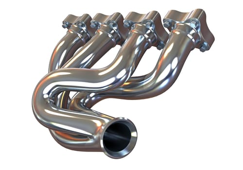 Exhaust Manifold 3D rendering model on white background