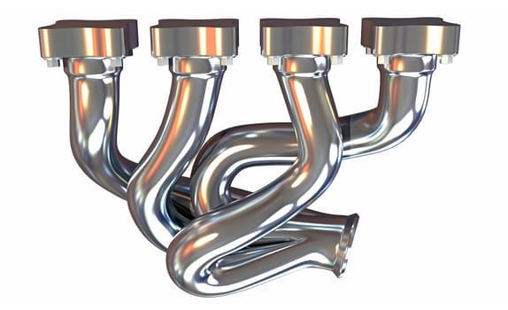 Exhaust Manifold 3D rendering model on white background