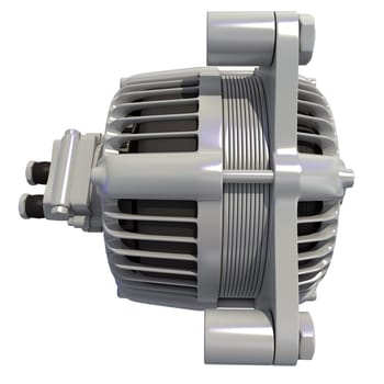 Vehicle Alternator 3D rendering model on white background