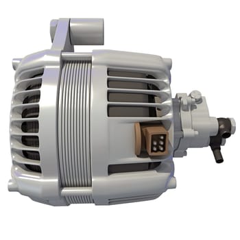 Vehicle Alternator 3D rendering model on white background