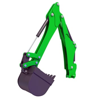 Excavator Shovel Crane Arm 3D rendering model on white background