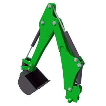 Excavator Shovel Crane Arm 3D rendering model on white background