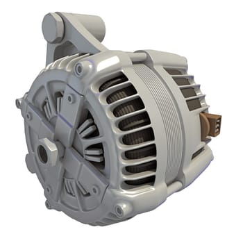Vehicle Alternator 3D rendering model on white background