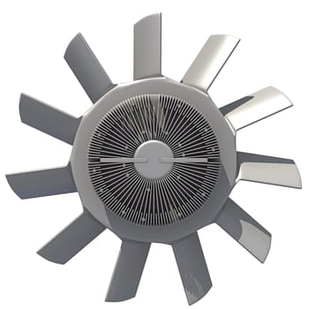 Engine Cooling Fan 3D rendering model on white background