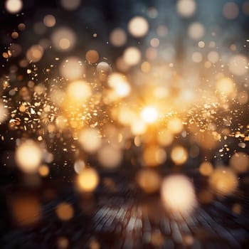 Beautiful bokeh background with golden lights generated by artificial intelligence