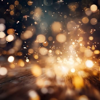 Beautiful bokeh background with golden lights generated by artificial intelligence