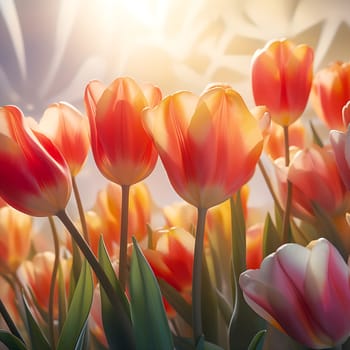Background with beautiful tulips generated by artificial intelligence