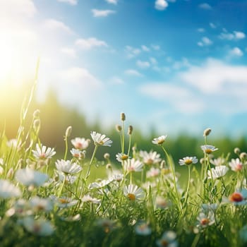 Close-up of a beautiful flower meadow generated by artificial intelligence