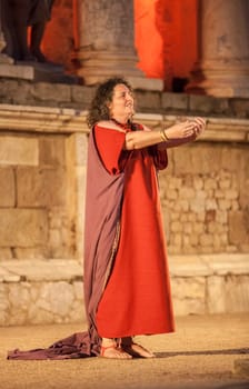 Merida, Spain - Jun 3rd, 2023: Performance of Medea at the Roman Theatre of Merida. Merita Ludica Festival 2023