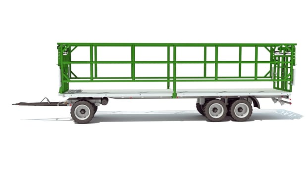 Farm Trailer 3D rendering model on white background