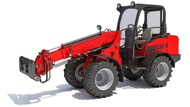 Telescopic Wheel Loader 3D rendering model on white background