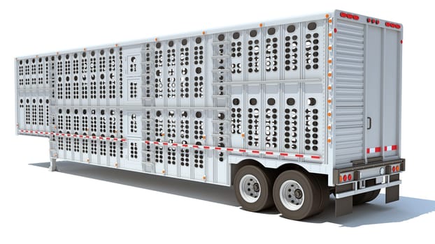 Farm Trailer 3D rendering model on white background