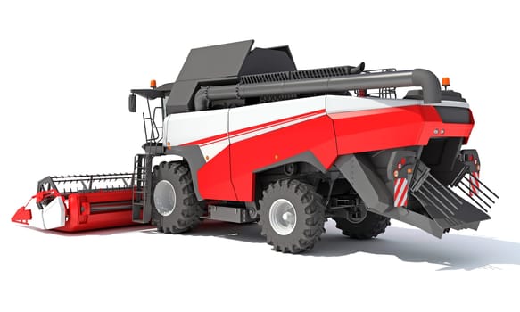 Combine Harvester 3D rendering model on white background