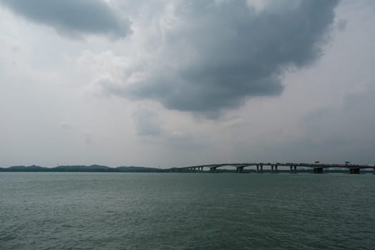 Ocean Horizon Landscape with International Bridge