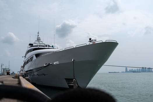 White Ship Anchored in Bay