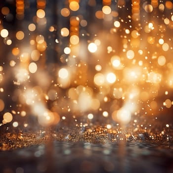 Beautiful bokeh background with golden lights generated by artificial intelligence