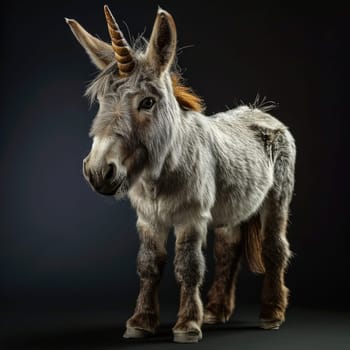 Behold the enchanting spectacle captured in this extraordinary photo, featuring a singular marvel—a Dwarf Unicorn Donkey. This whimsical creature blends the charm of a donkey with the magical allure of a unicorn, creating a scene that sparkles with uniqueness and fantasy.