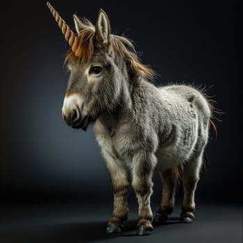 Behold the enchanting spectacle captured in this extraordinary photo, featuring a singular marvel—a Dwarf Unicorn Donkey. This whimsical creature blends the charm of a donkey with the magical allure of a unicorn, creating a scene that sparkles with uniqueness and fantasy.