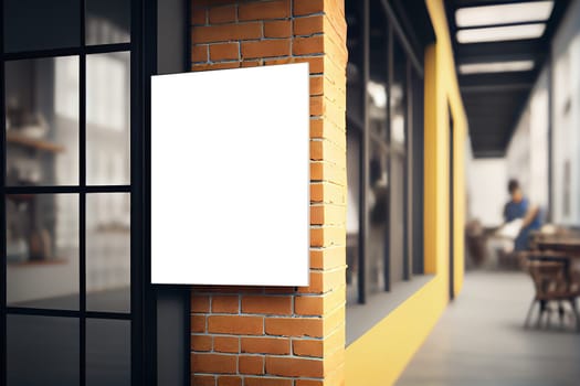 Outdoor store banner signage mockup - signboard for shop, store, restaurant in urban street