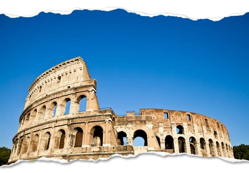 Italy, Rome - Roman Colosseum with blue sky, the most famus Italian landmark