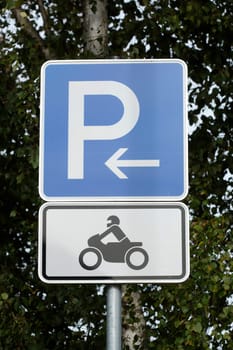 Traffic sign Parking lot for motorcycles, Germany