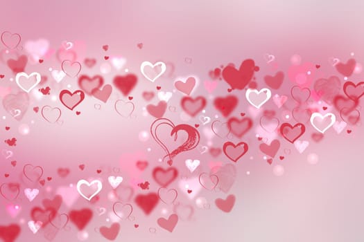 Happy Valentine, mother or wedding day. Abstract romantic background texture with red pink and white hearts.  Template for cards with space for your design.