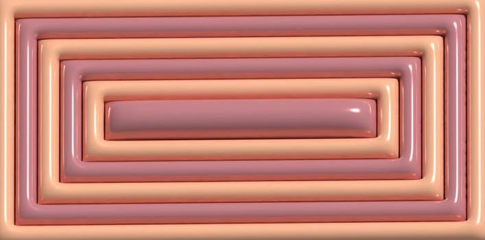 Pink inflated rectangular shapes, 3D rendering illustration