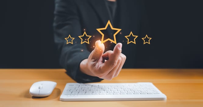 Customer Satisfaction Survey concept, service experience rating online application, customer evaluation product service quality, satisfaction feedback review, very good quality most.