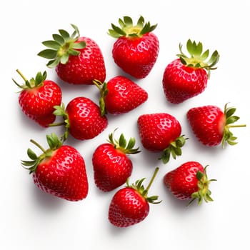 Fresh strawberries on a white background generated by artificial intelligence