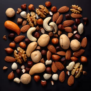 Background with various nuts generated by artificial intelligence