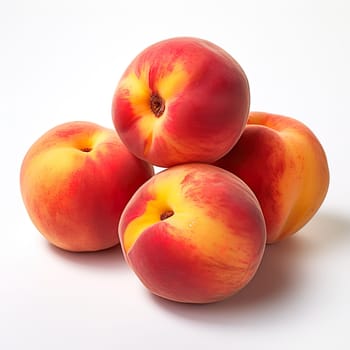 Fresh peaches on a white background generated by artificial intelligence