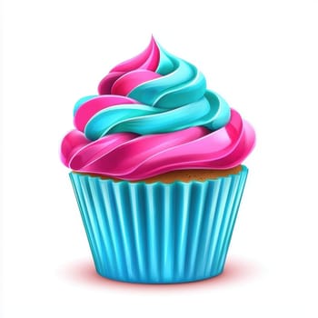 Sweet Cupcake with blue Colorful Sprinkles on isolated Background..