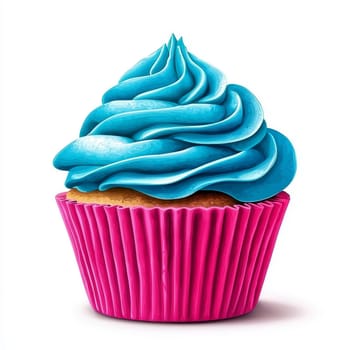 Sweet Cupcake with blue Colorful Sprinkles on isolated Background..